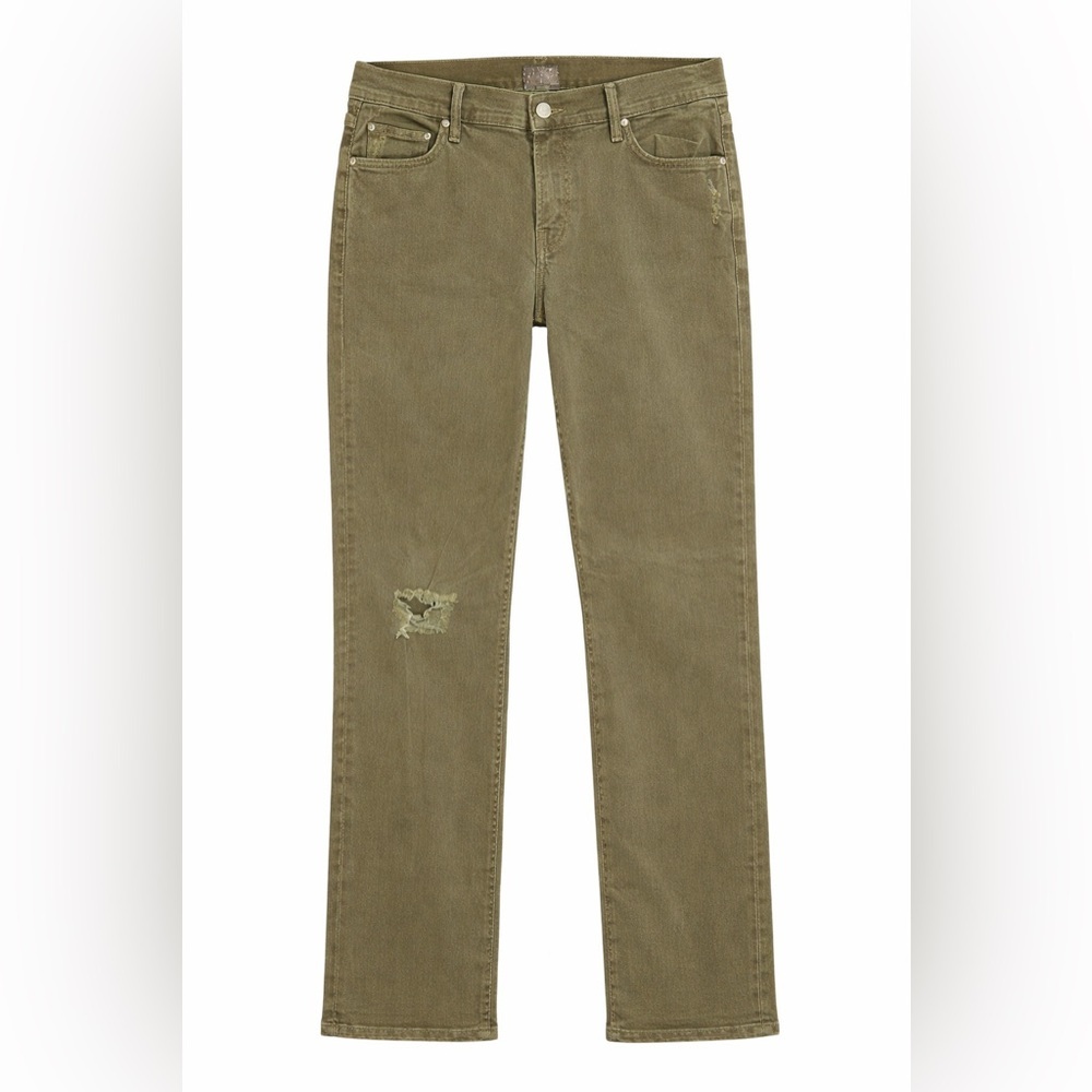 Mother Denim Army Green Straight Leg Jeans High‎ Rise Distressed Y2K- Size 25